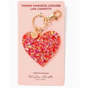 Red Pink Confetti Acrylic Keyring Keychain Purse Charm